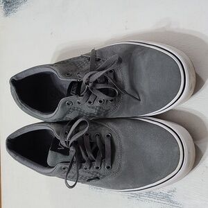 Vans Mens Sneakers Gray Sueded Checkered Flames Laces Sz 13 EUC